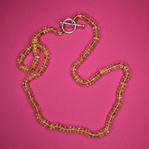 Colar com citrinos disco em prata