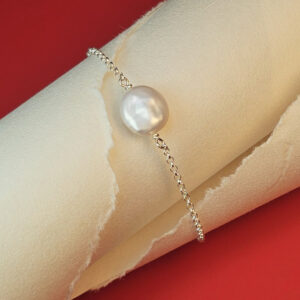 Pulseira com pérola moeda menor em prata