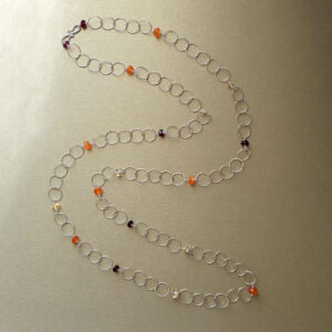 Colar com granadas, cornalinas e citrinos em prata