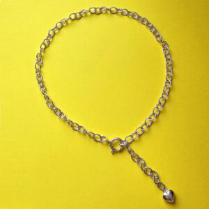 Tornozeleira com elos ovais em prata