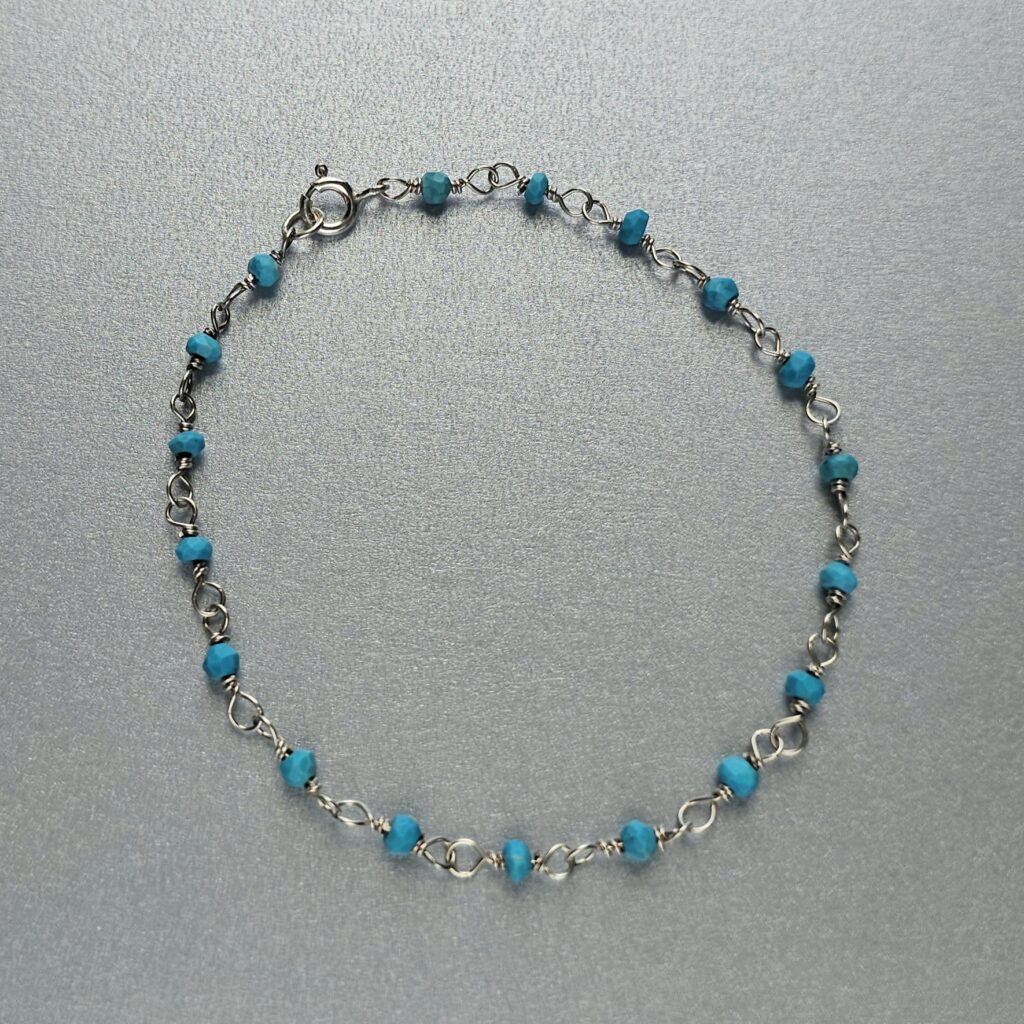 Pulseira com turquesas em prata